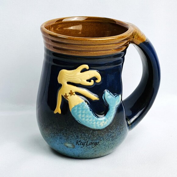 Cape Shore Stoneware Mug Handwarmer Coffee Cup Mermaid Embossed Design - Picture 1 of 9